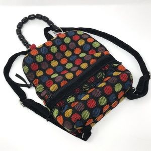In The Bag By JBDesigns Boho Polka Dot Fabric Backpack Purse
